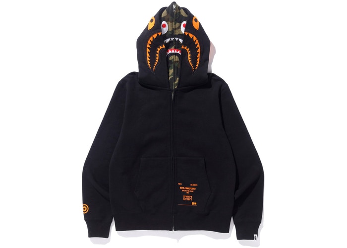Худи BAPE x Undefeated Double Shark Full Zip Hoodie Black