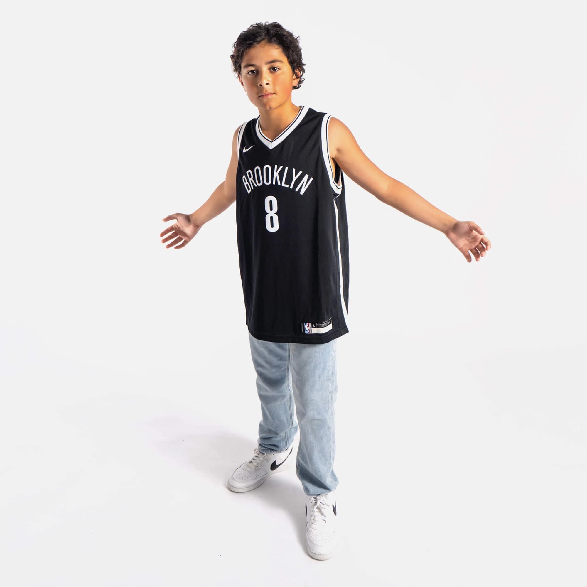 Баскетбольная джерси 2022-2023 Brooklyn Nets Patty Mills # 8 Youth Swingman Icon Edition Black Jersey