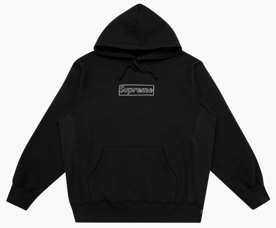 Худи Kaws x Supreme Chalk Logo Hoodie Black