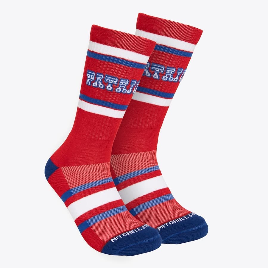 Спортивные носки Mitchell & Ness Red New England Patriots Team Stripes Crew Socks
