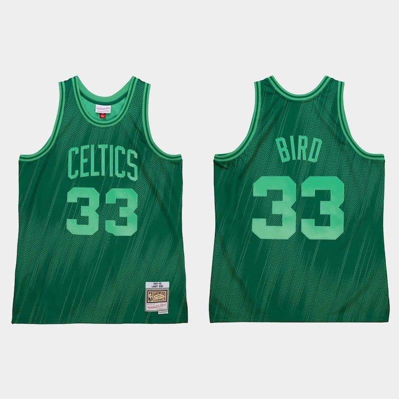 Баскетбольная джерси 1985-86 Boston Celtics #33 Larry Bird Green Monochrome Jersey