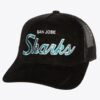 Mitchell-Ness-Black-San-Jose-Sharks-Times-Up-Trucker-Adjustable-Hat-100x100