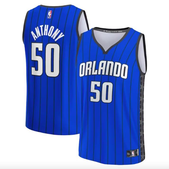 Баскетбольная джерси 2022-23 Orlando Magic #50 Cole Anthony Fast Break Statement Blue Jersey