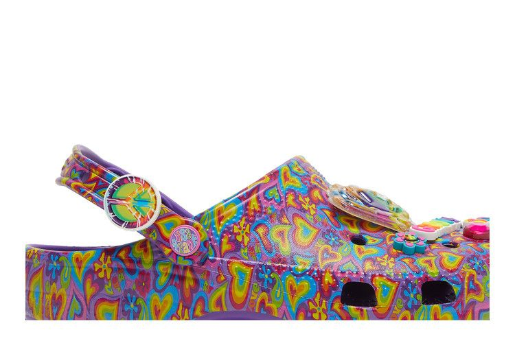 Кроссовки Crocs Lisa Frank x Classic Clog 'Neon Purple Multi Hearts'