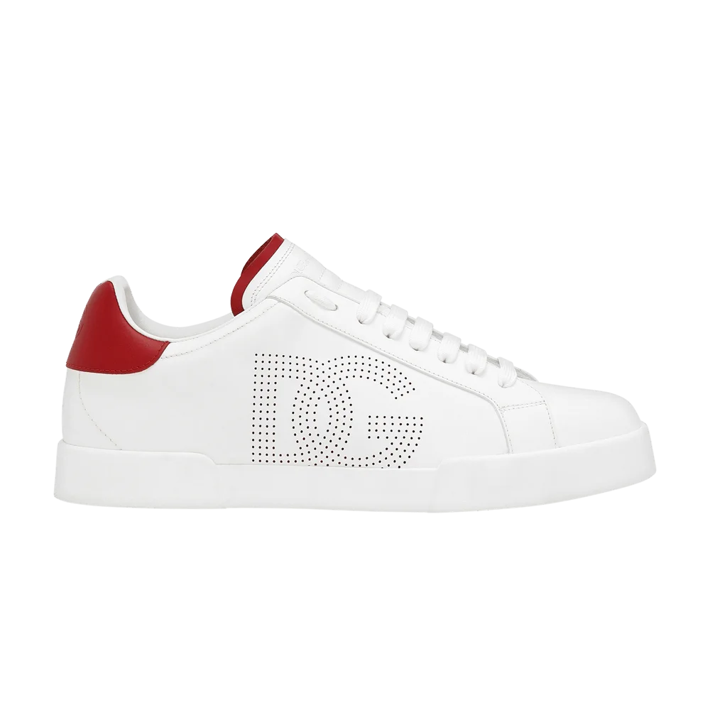 Krossovki-Dolce-Gabbana-Portofino-Perforated-DG-Logo-White-Red