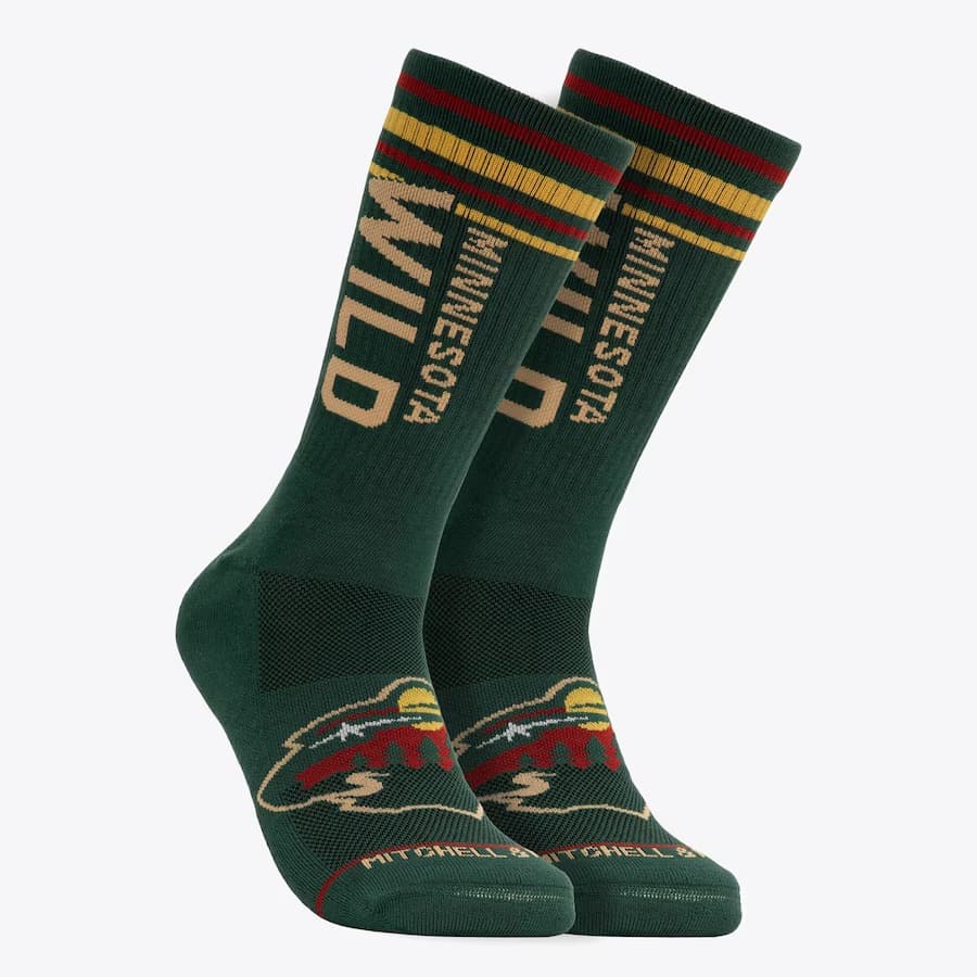 Спортивные носки Mitchell & Ness Green Minnesota Wild Power Play Crew Socks