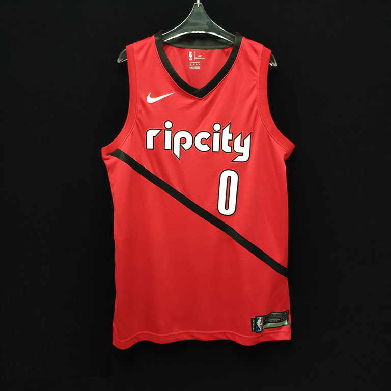 Баскетбольная джерси 2018-19 Damian Lillard Blazers #0 Earned Red