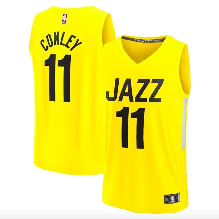 Баскетбольная джерси 2022-23 Utah Jazz #11 Mike Conley Fast Break Icon Yellow Jersey