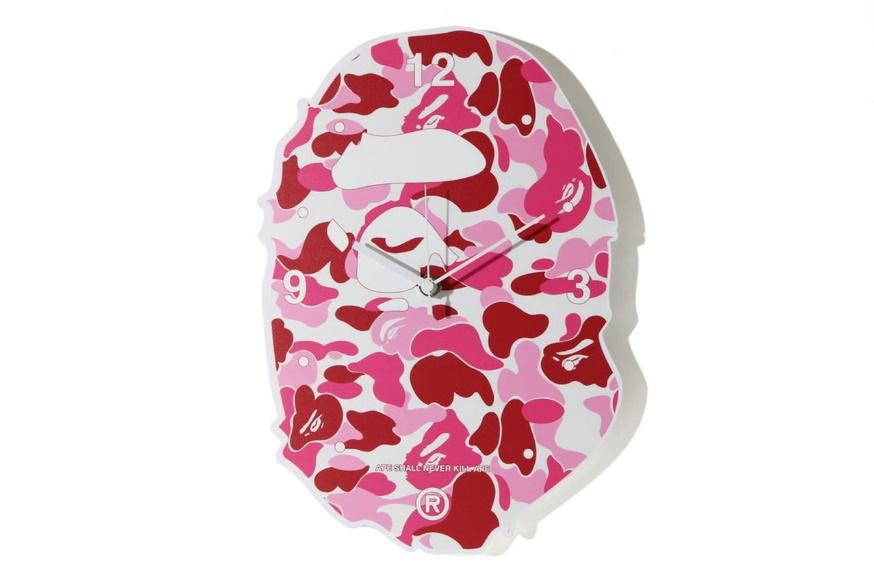 Настенные часы BAPE ABC Camo Ape Head Wall Clock Pink
