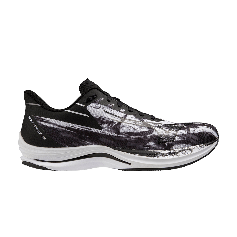Кроссовки Mizuno Wave Rebellion Sonic 'White Black Paint Stroke'