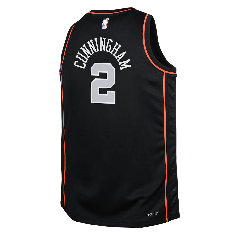 Баскетбольная джерси 2023-24 Detroit Pistons Cade Cunningham #2 Youth Swingman City Edition Black Jersey