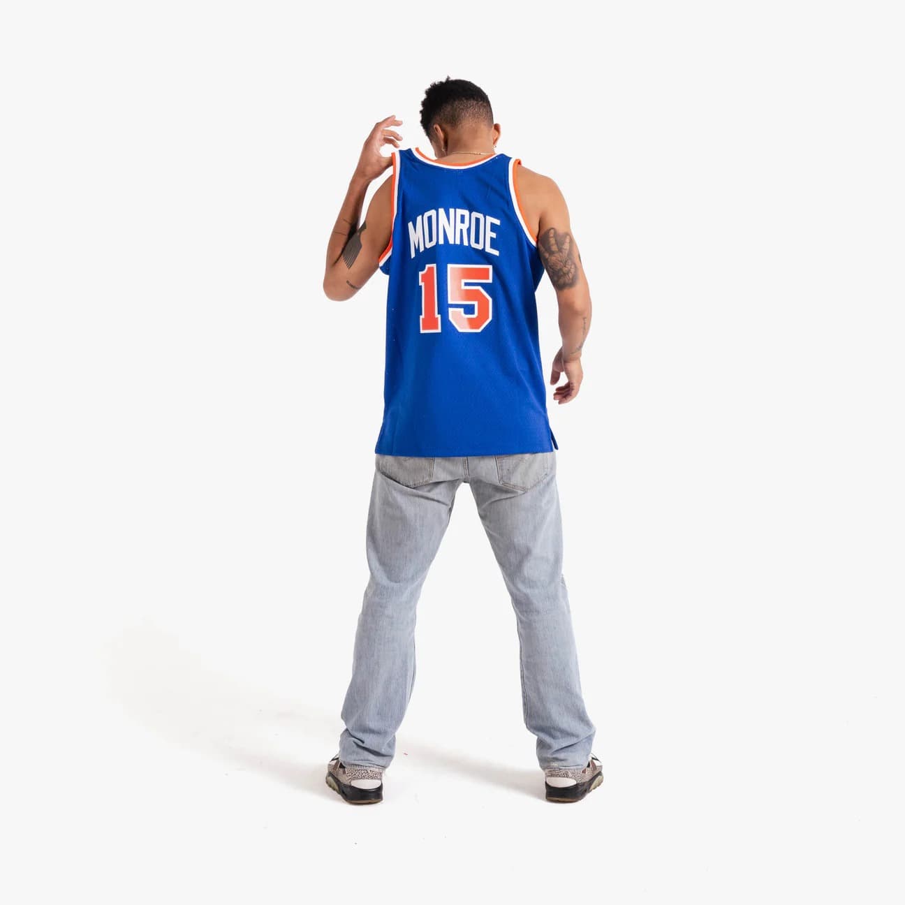 Баскетбольная джерси 1972-73 New York Knicks Earl Monroe #15 Swingman Hardwood Classics Blue Jersey