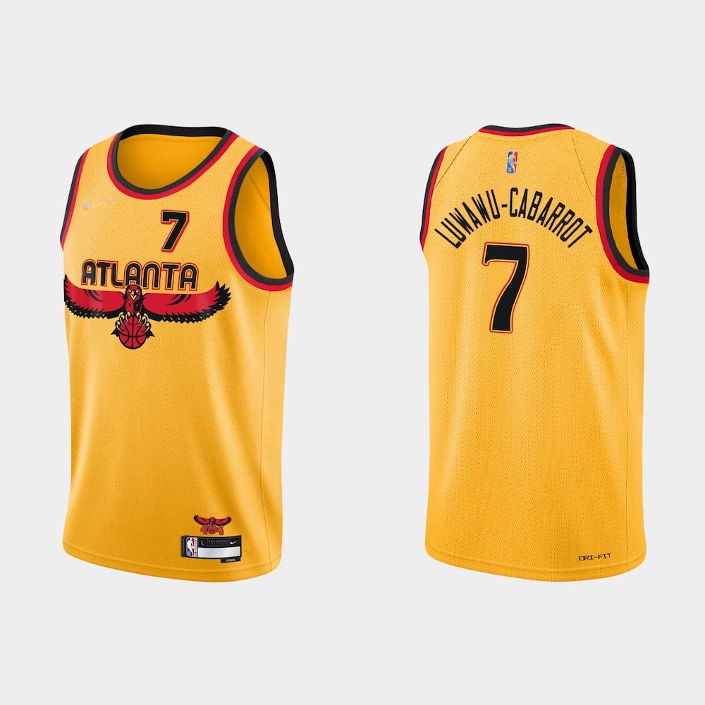 Баскетбольная джерси 2021-22 Atlanta Hawks #7 Timothe Luwawu-Cabarrot 75th Anniversary Gold Jersey