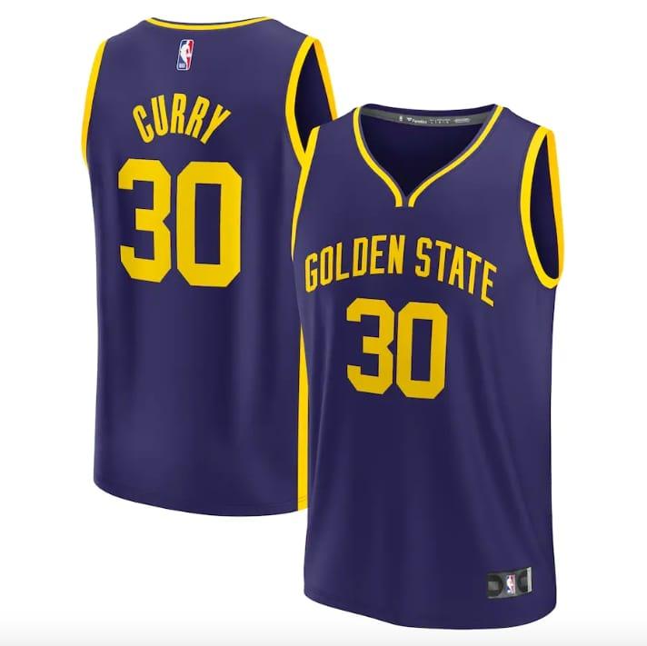Баскетбольная джерси 2022-23 Golden State Warriors #30 Stephen Curry Fast Break Statement Navy Jersey