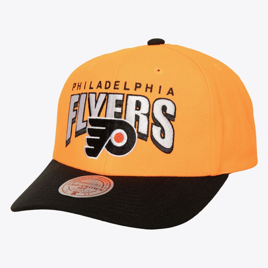 Бейсболка Mitchell & Ness Orange Philadelphia Flyers Boom Text Pro Vintage Snapback Hat