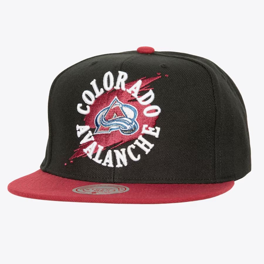 Mitchell-Ness-Black-Colorado-Avalanche-Circle-Splash-Snapback-Hat