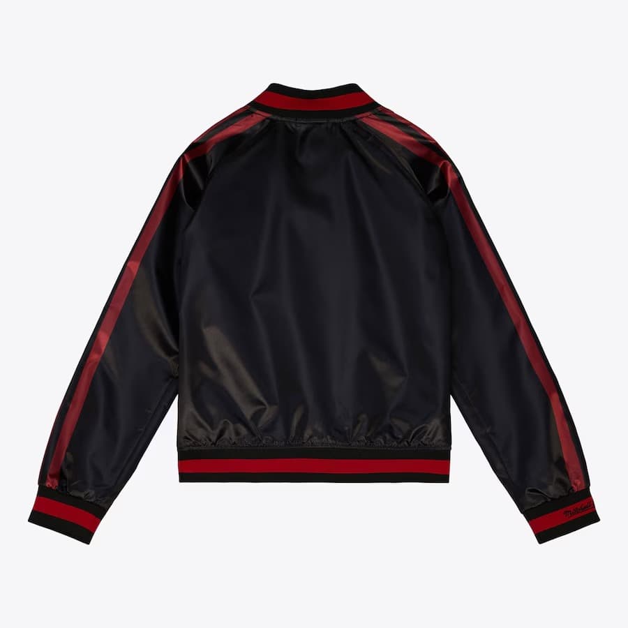 Бомбер Mitchell & Ness Women's Black Chicago Blackhawks Raglan Satin Full-Snap Jacket
