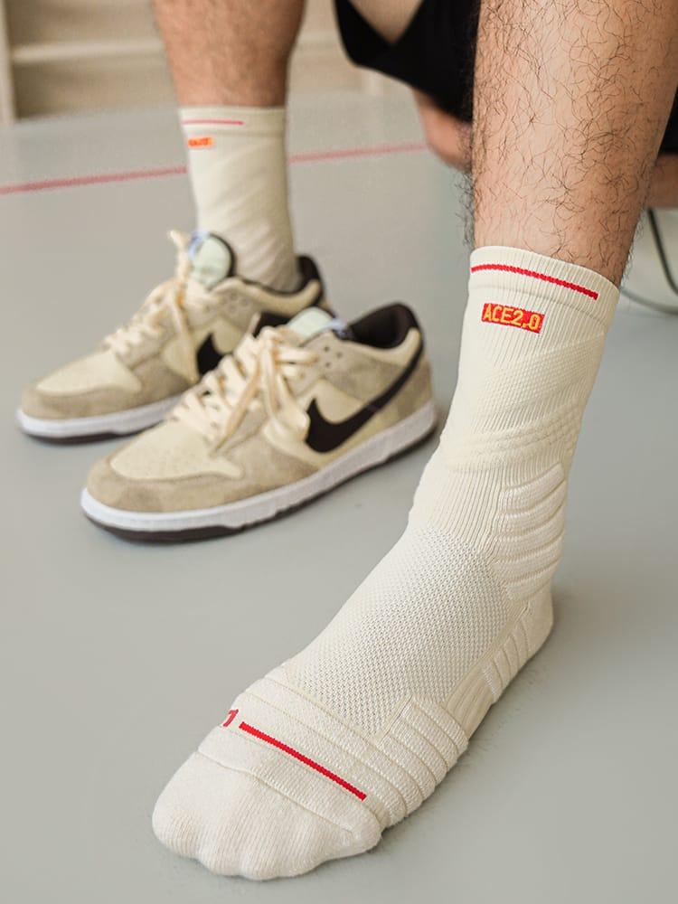 Спортивные носки Ehot Ace Beige-Red Crew Socks