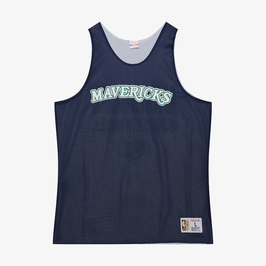 Майка Mitchell & Ness Navy Dallas Mavericks Vintage Logo Mesh Practice Tank Top