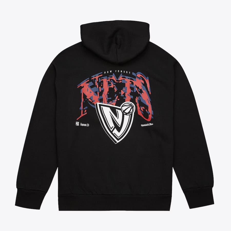 Худи Mitchell & Ness Black New Jersey Nets SUGA Glitch Pullover Hoodie