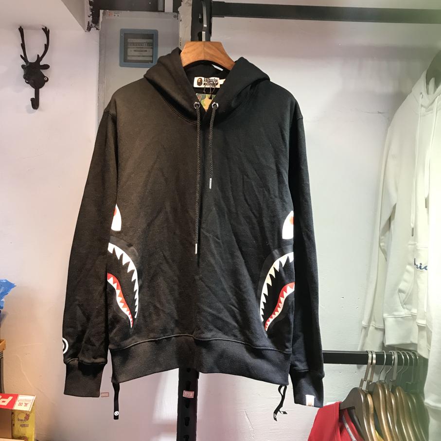 Худи BAPE Side Zip Shark Wide Pullover Hoodie Black