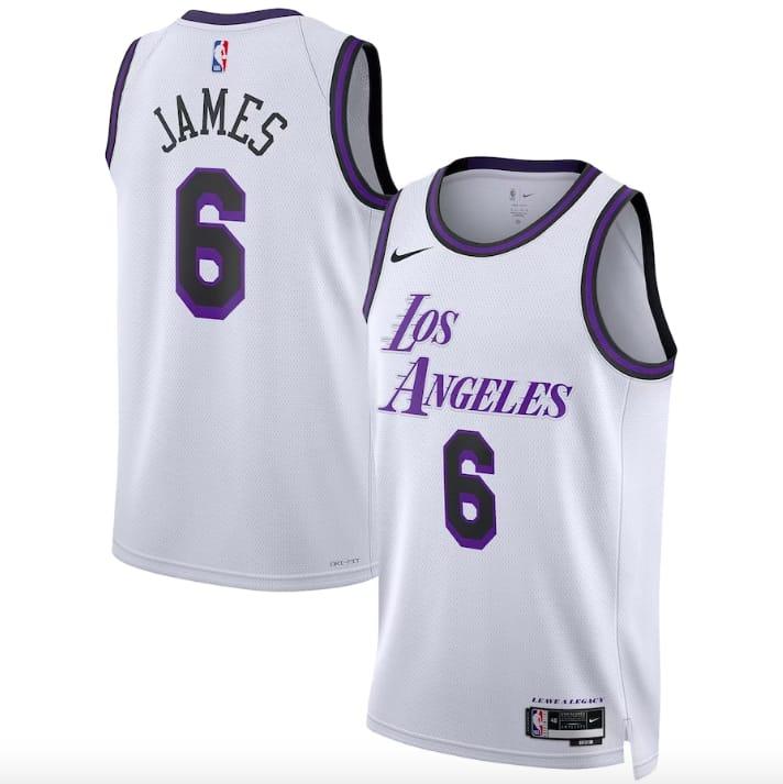 Баскетбольная джерси 2022-23 LA Lakers #6 LeBron James Swingman City White Jersey