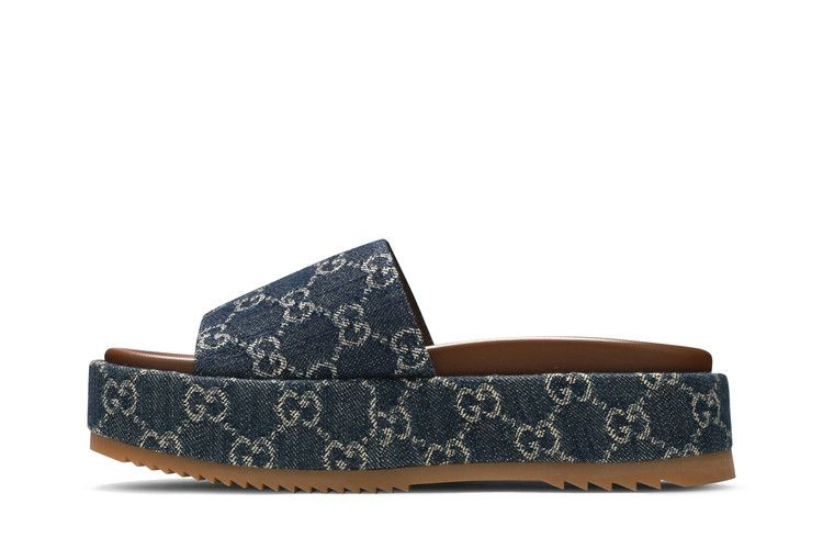 Сандалии Gucci Wmns Platform Slide Sandal 'Allover GG Denim'