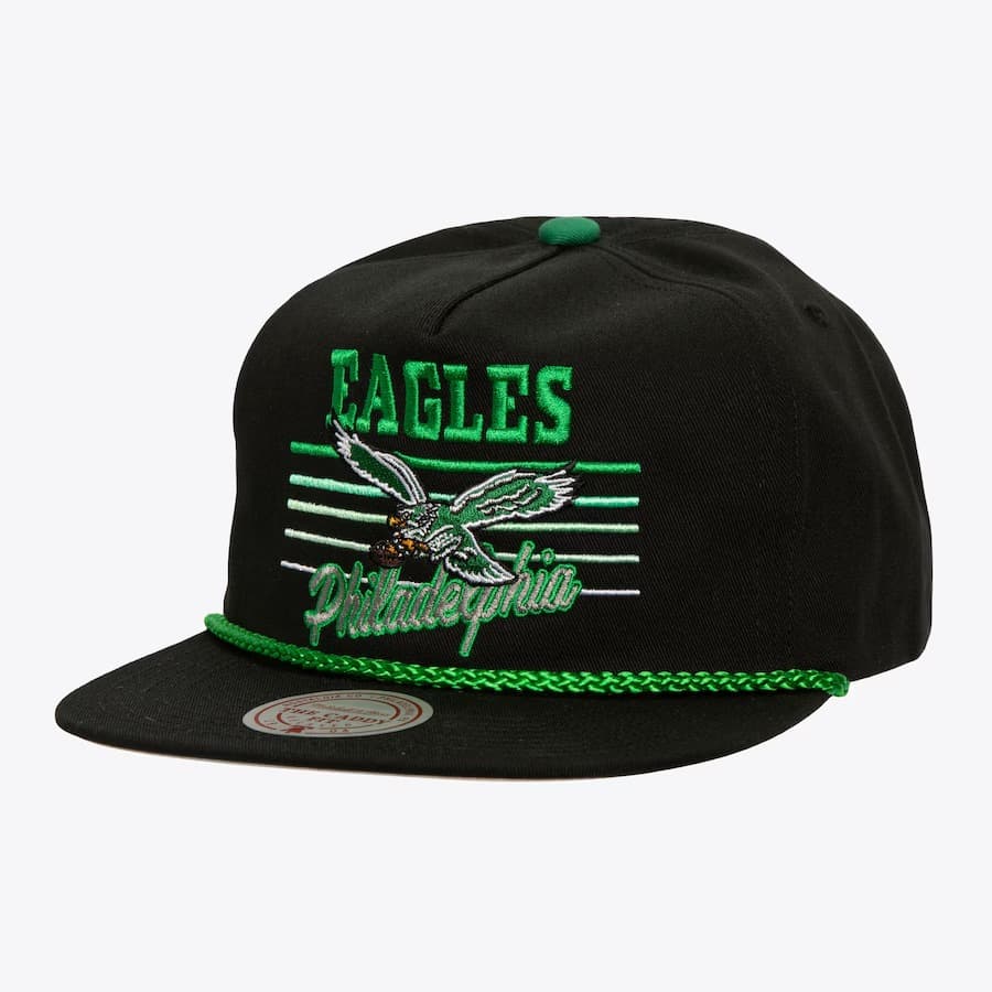 Бейсболка Mitchell & Ness Black Philadelphia Eagles Radiant Lines Deadstock Snapback Hat