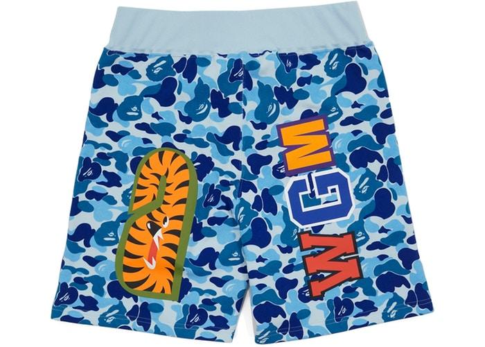 Спортивные шорты BAPE ABC Camo WGM Print Shark Sweatshorts Light Blue