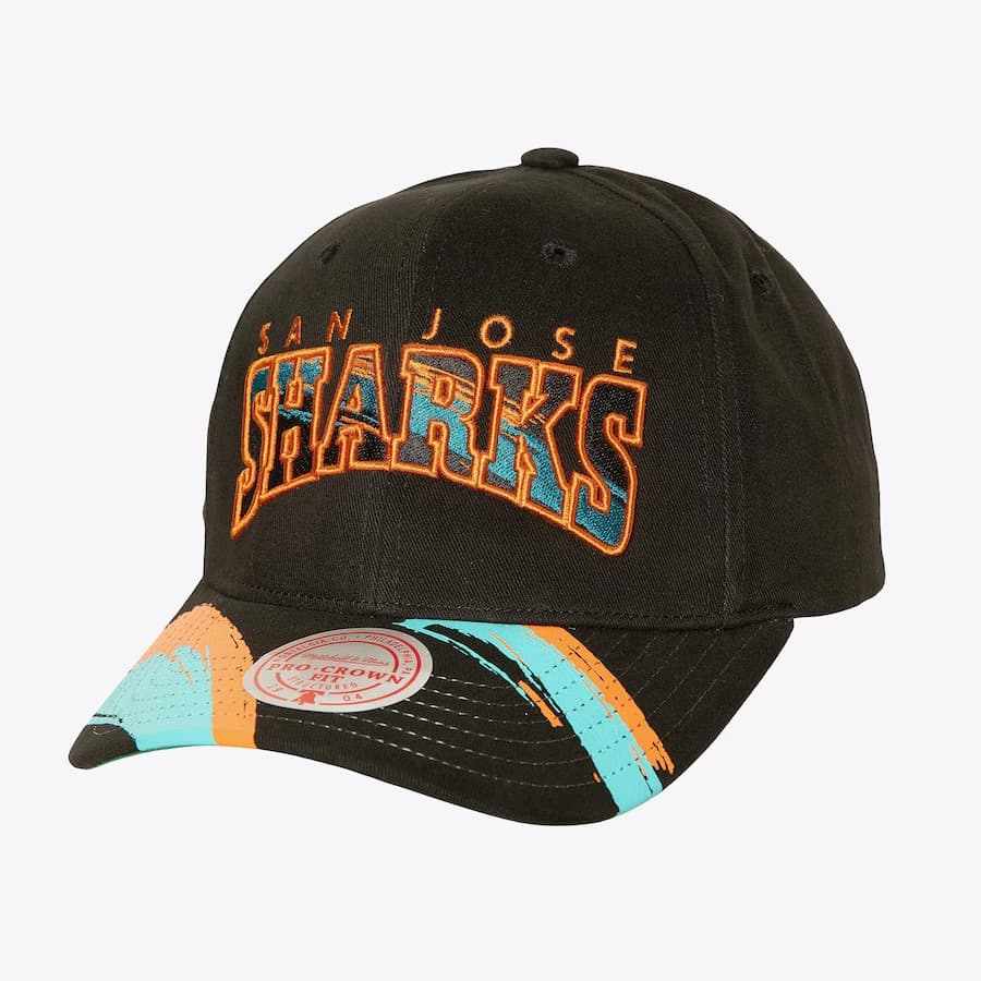 Бейсболка Mitchell & Ness Black San Jose Sharks Brushed Past Ya Pro Snapback Hat