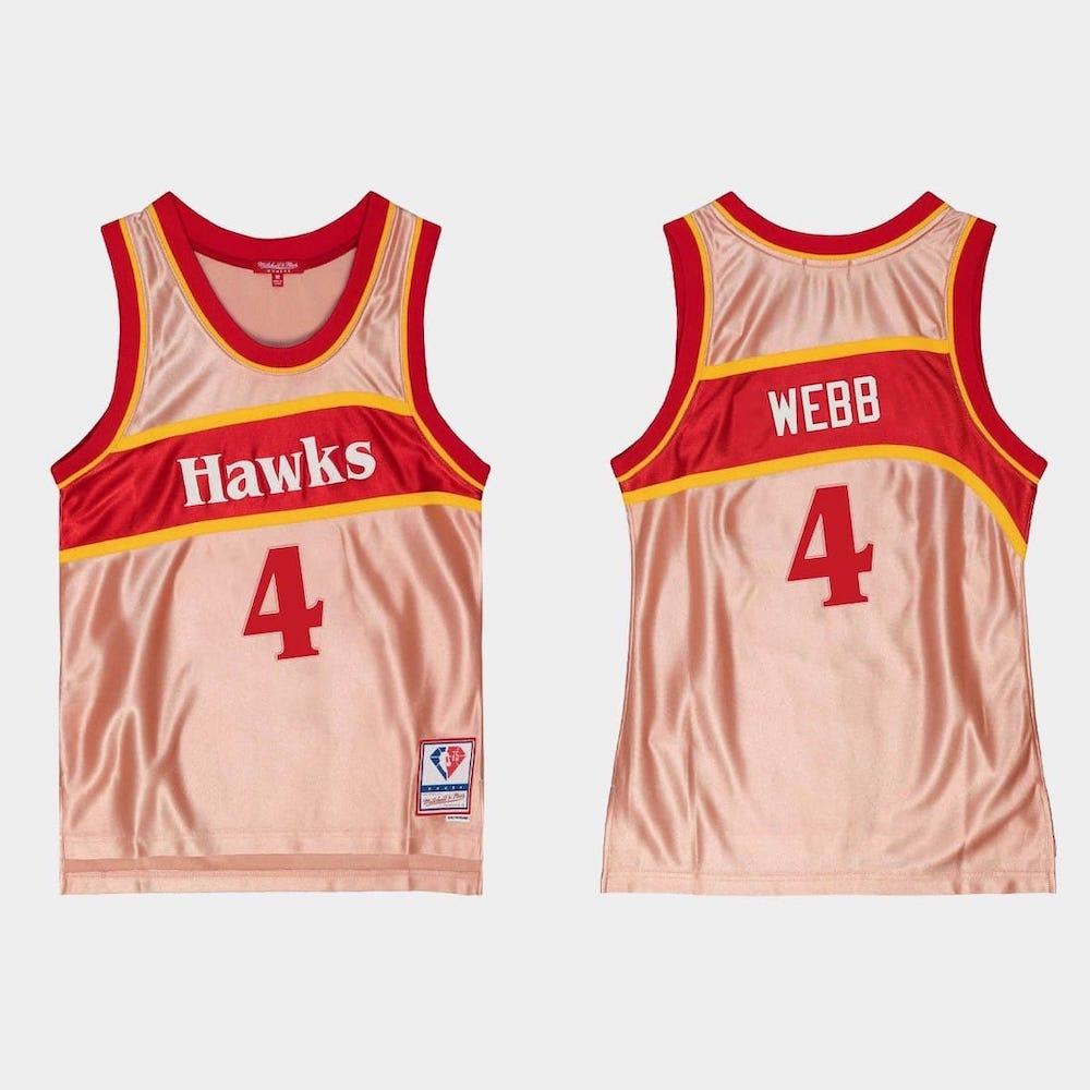Баскетбольная джерси Atlanta Hawks #4 Spud Webb 75th Anniversary Rose Gold Jersey