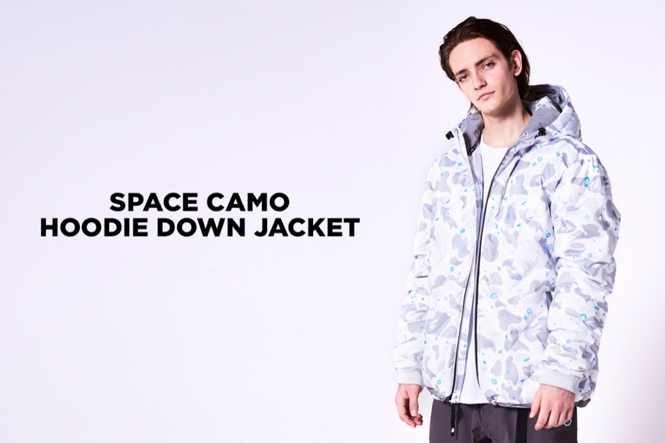 Пуховик BAPE Space Camo Hoodie Down Jacket White