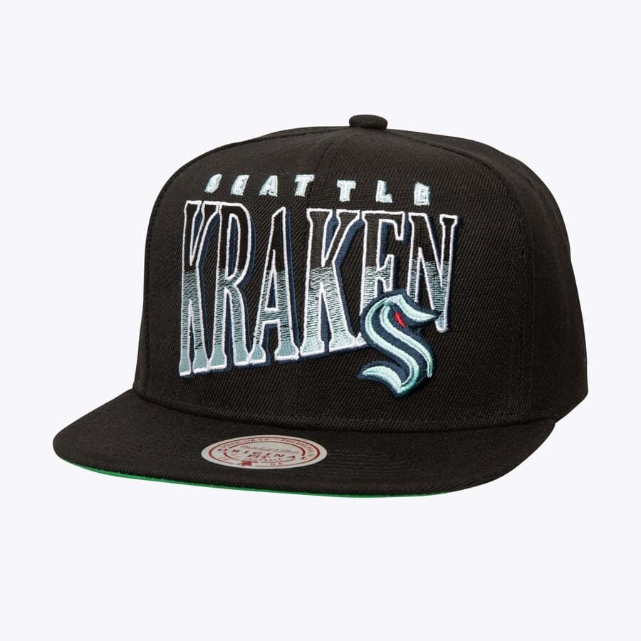 Бейсболка Mitchell & Ness Black Seattle Kraken Line Work OG Snapback Hat