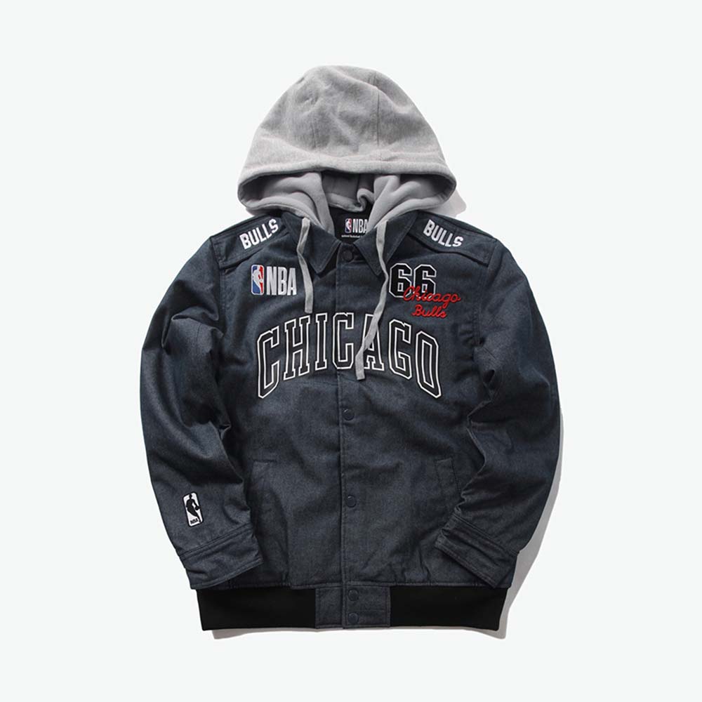 Куртка с капюшоном 2020 Chicago Bulls Grey Jacket Mens