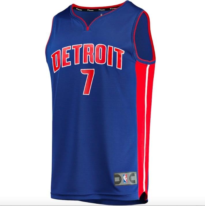 Баскетбольная джерси 2021-22 Detroit Pistons #7 Killian Hayes Fast Break Icon Blue Jersey
