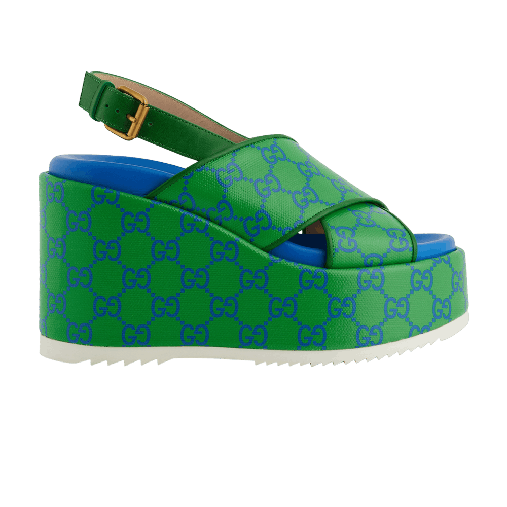 Сандалии Gucci Wmns GG Supreme Platform Sandal 'Green Blue'