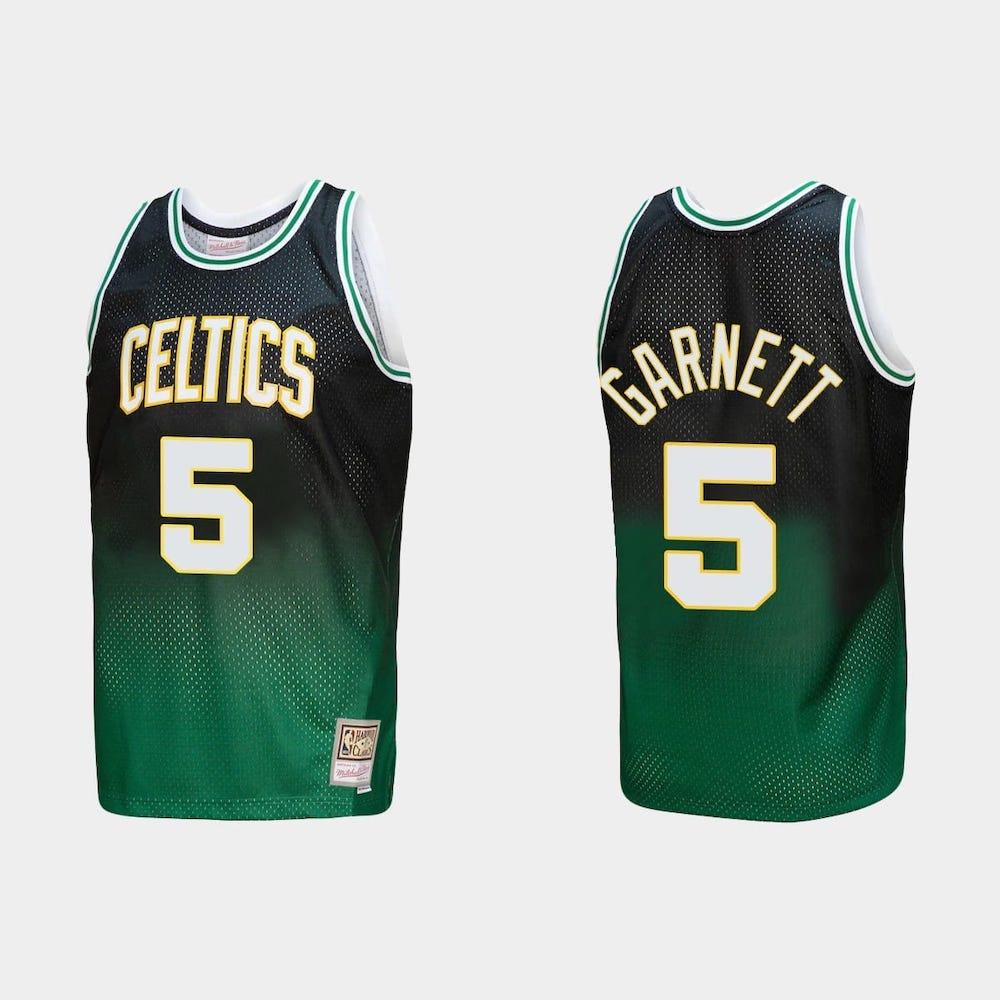 Баскетбольная джерси Boston Celtics #5 Kevin Garnett Fadeaway Kelly Green Black Jersey