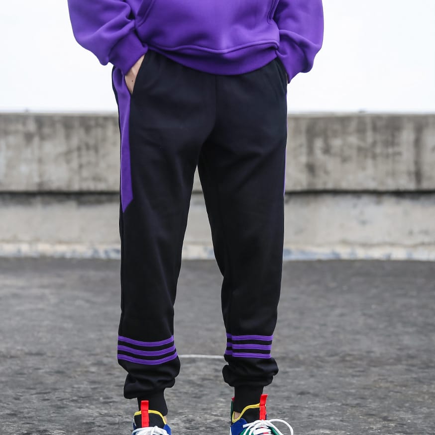 Спортивные штаны DPOY Black-Purple Stripes Pants