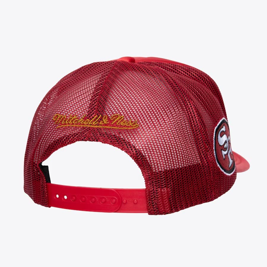 Бейсболка Mitchell & Ness Scarlet San Francisco 49ers Satin Snapback Trucker Hat