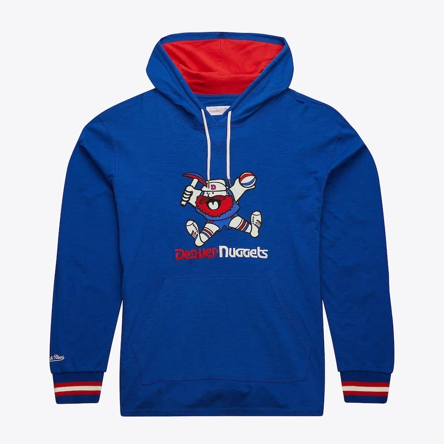 Худи Mitchell & Ness Royal Denver Nuggets Legendary Slub Vintage Logo Pullover Hoodie