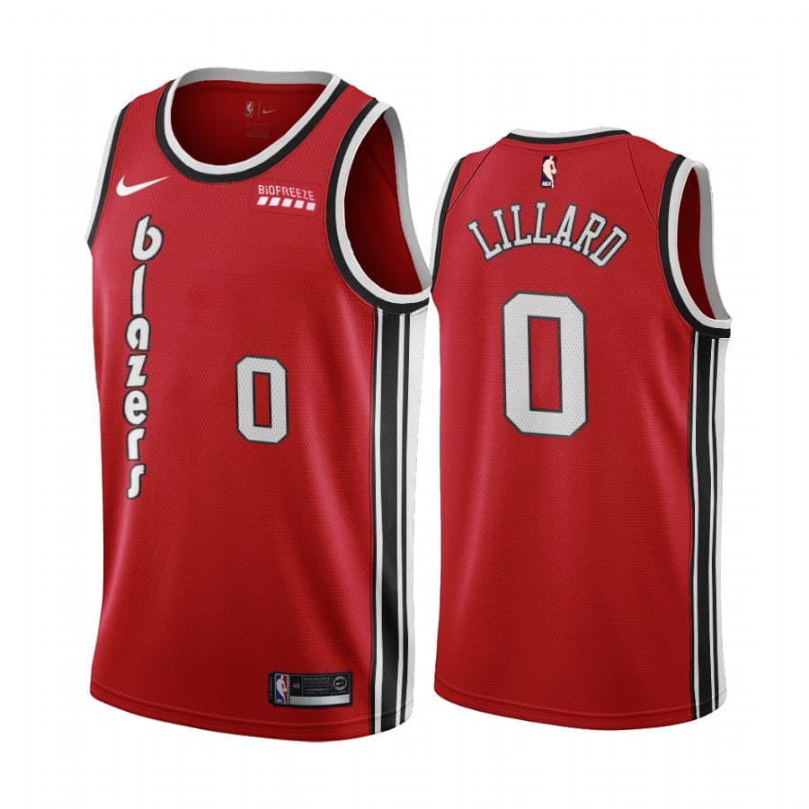 Баскетбольная джерси 2020-21 Portland Trail Blazers #0 Damian Lillard Classic Edition Red Swingman Jersey