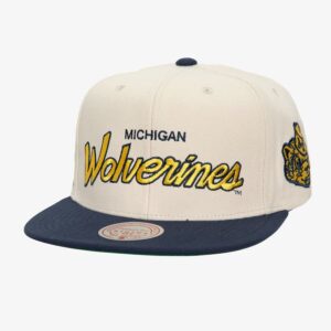 Mitchell-Ness-Cream-Navy-Michigan-Wolverines-Just-Don-Team-Vault-Snapback-Hat-300x300