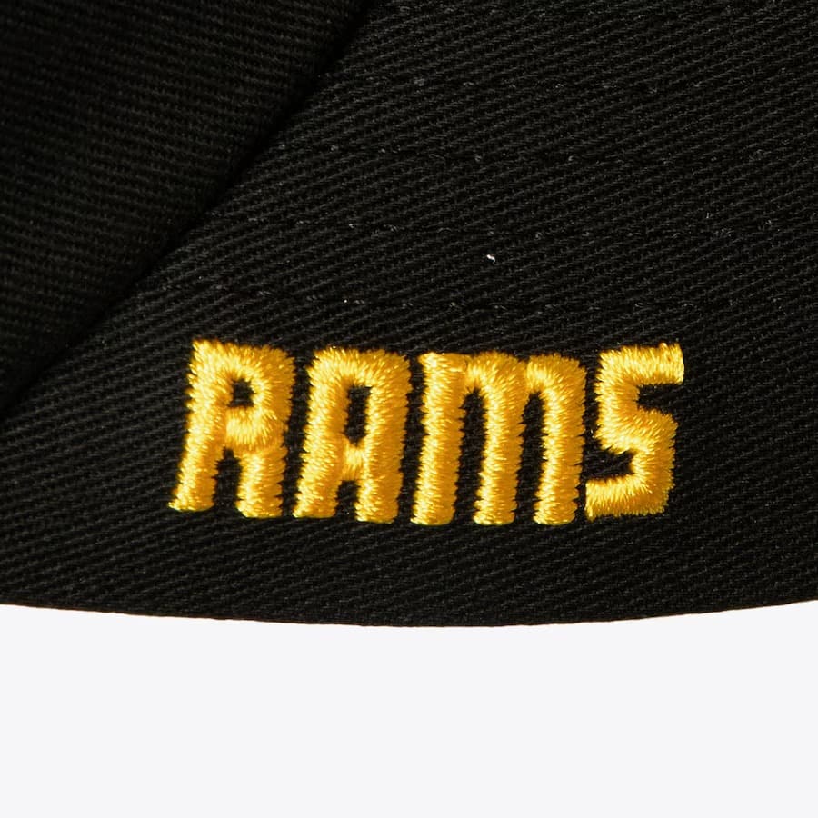 Бейсболка Mitchell & Ness Black Los Angeles Rams Team Helmet Strapback Hat