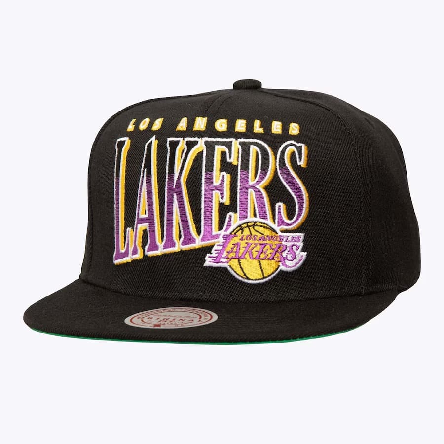 Бейсболка Mitchell & Ness Black Los Angeles Lakers Line Work OG Snapback Hat