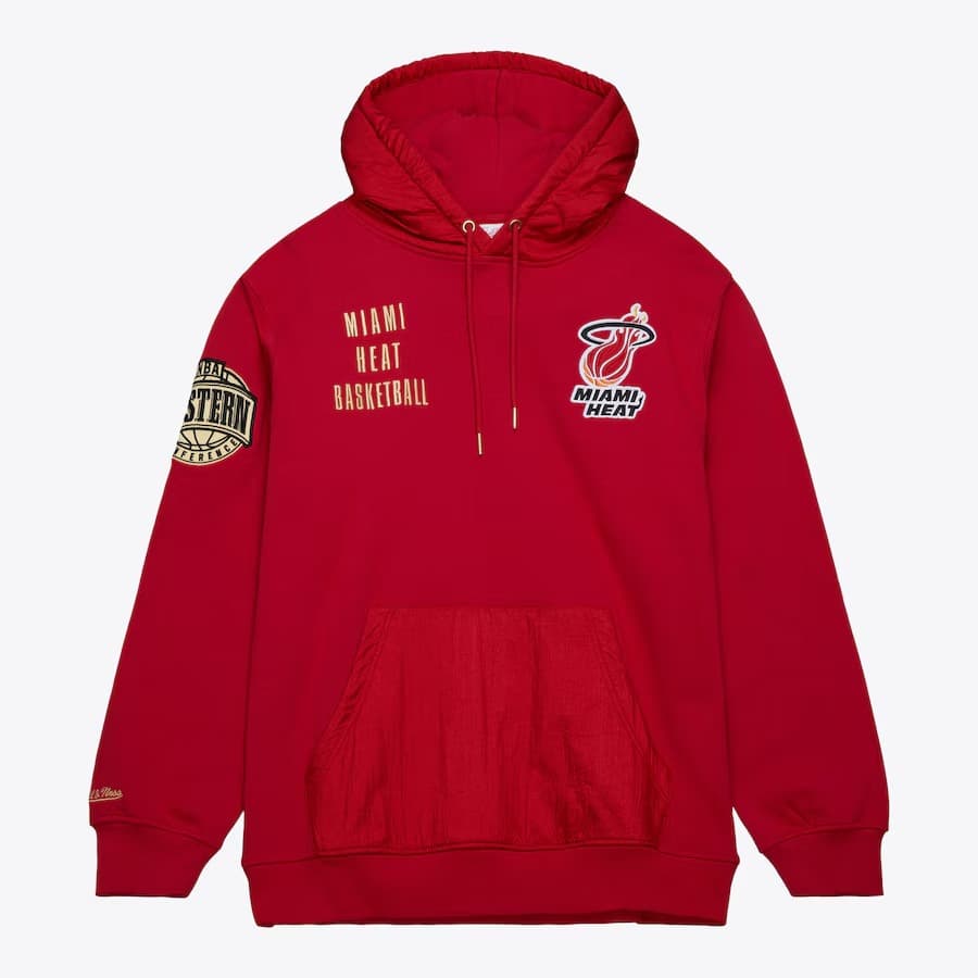 Худи Mitchell & Ness Scarlet Miami Heat Team OG 2.0 Vintage Logo Fleece Pullover Hoodie