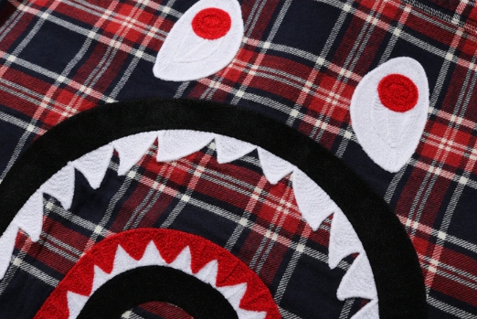 Рубашка BAPE Shark Flannel Check Shirt FW19 Red