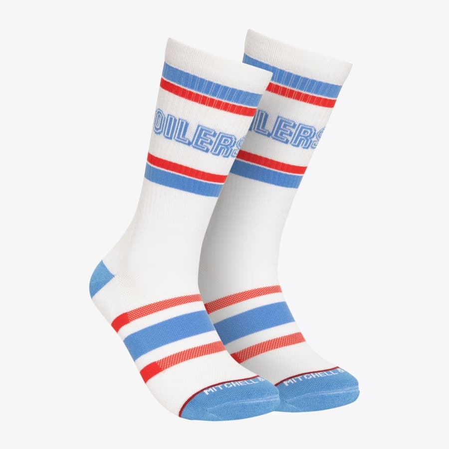 Спортивные носки Mitchell & Ness White Oilers Team Stripes Crew Socks