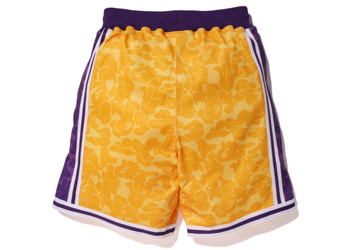 Спортивные шорты Bape x Mitchell & Ness Lakers ABC Basketball Shorts Yellow