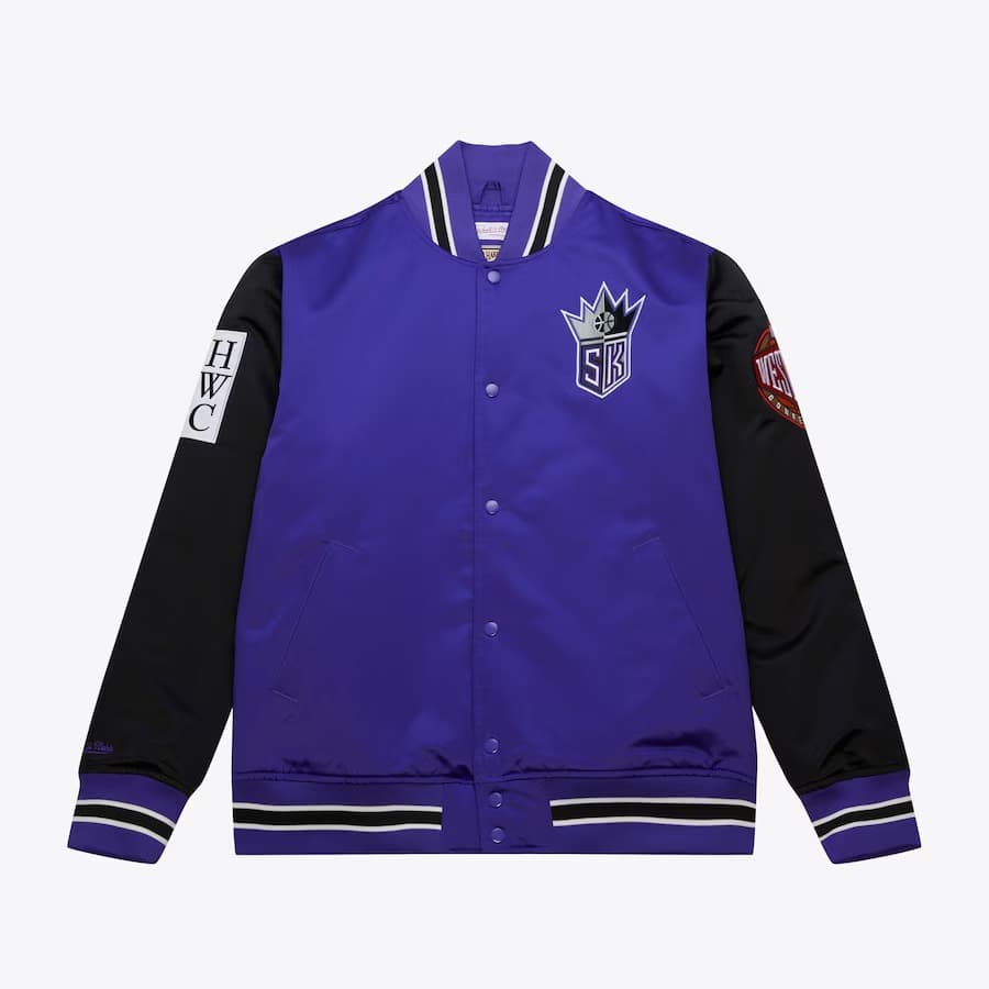 Бомбер Mitchell & Ness Purple Sacramento Kings Primetime Vintage Satin Full-Snap Jacket