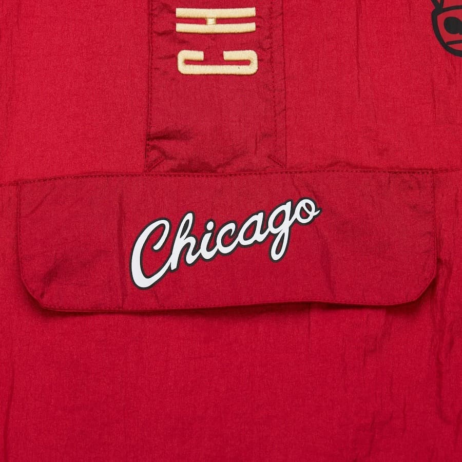 Анорак Mitchell & Ness Red Chicago Bulls Team OG 2.0 Vintage Logo Anorak Quarter-Zip Hoodie Windbreaker Jacket